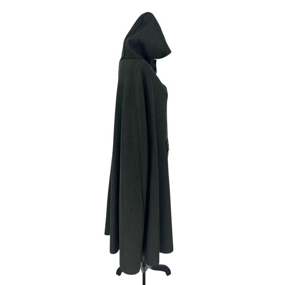 Lamberto Losani Hooded Poncho 100% Cashmere in Green - Picture 10 of 16